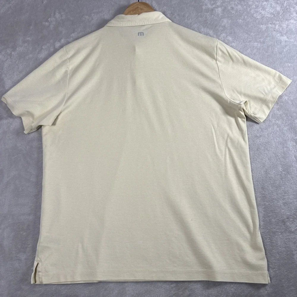 Travis Mathew Polo Shirt Mens X-Large Yellow Gray Stripe Pima Cotton SS Casual